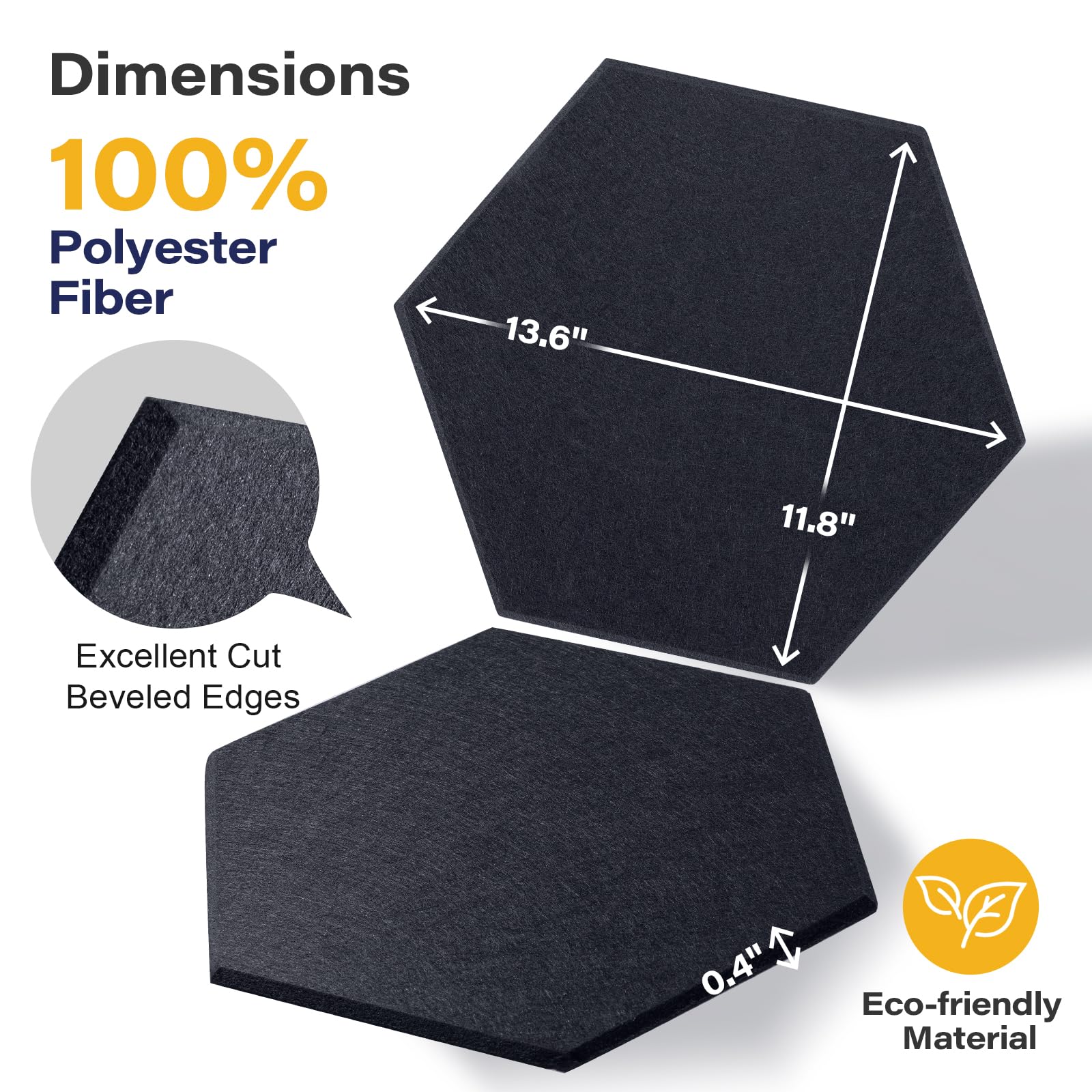 Paneles acústicos, paquete de 12 hexagonales (negro/gris/plateado)