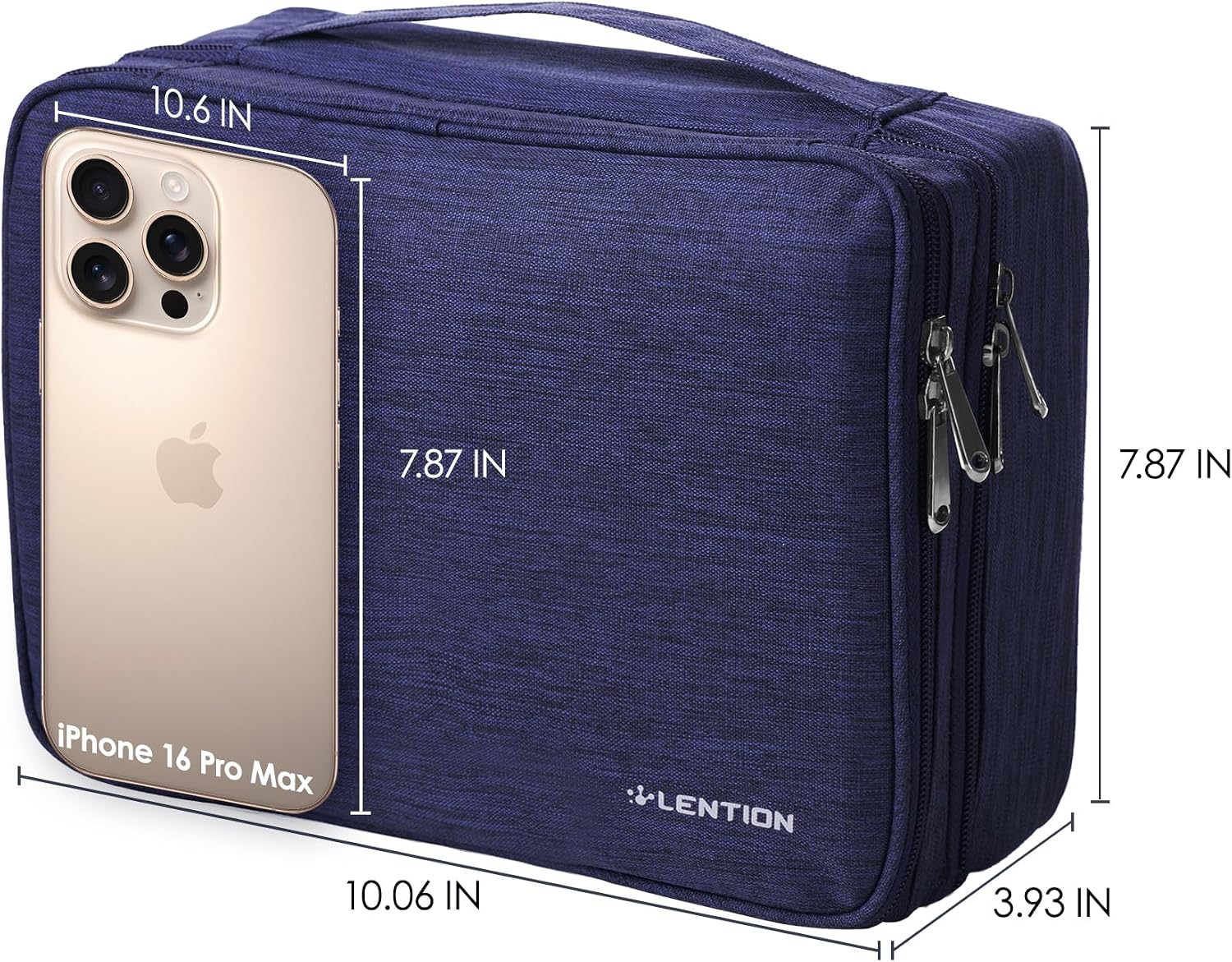 LENTION Cable Electronics Organizer Bag Pouch, Travel Accessories Carry Case Portable Bag Waterproof Double Layers All-in-One Storage Bag Carrying for Cord, Charger, Power Bank, Earphone Blue image 2