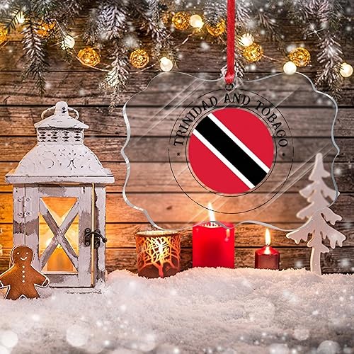 Miniatura 5 de Adorno de Navidad de Trinidad y Tobago para niños, bandera de Trinidad y Tobago, colgante acrílico para árbol de Navidad, recuerdo, bandera