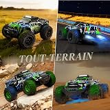 BAZADER Remote Control Cars RC Truck 1:18 RC Car with LED Light 2.4GHz All Terrain Off Road Truck Toys - High Speed 25KMH+ with Spray 60 Mins Playtime Fast Racing Toy for Kids Adults - 6
