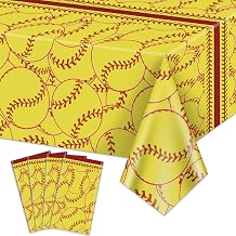 4 Pcs Softball Tablecloths, Disposable Softball Party Decorations Table Covers, Rectangular Table Cloth for Sports Event Birthday Party Supplies, 51x86 Inch