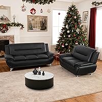 Vista 14 de Juego de sofá de piel sintética para sala de estar, muebles de sala de estar, juego de sofá moderno con sofá de 3 plazas y sofá biplaza