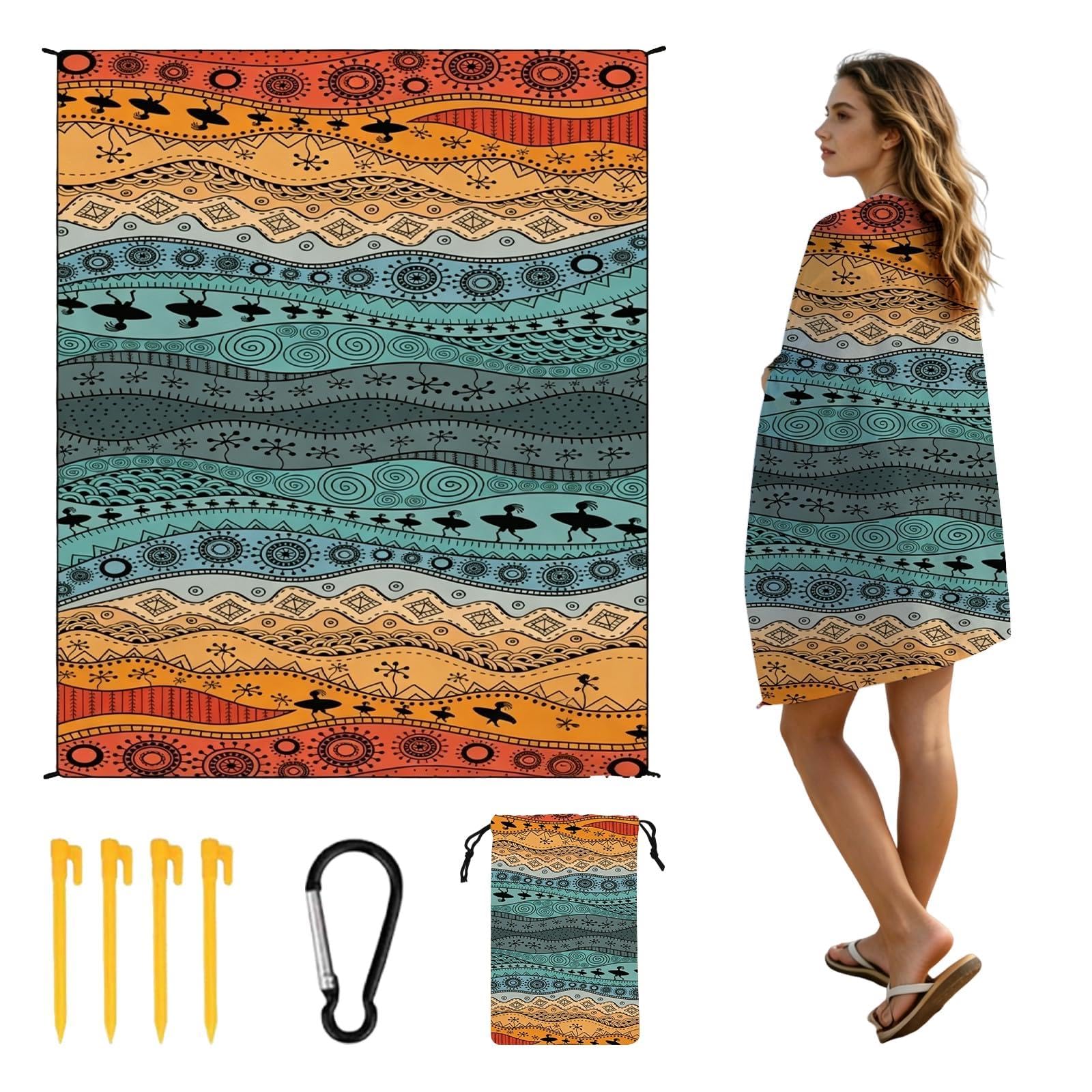 CORIOS Tapis Couverture de Plage Imperméable Large Anti Sable Drap de Plage Couverture Pique Nique Natte en Plein Air pour Camping Picnic Parc Voyage STD-001-12