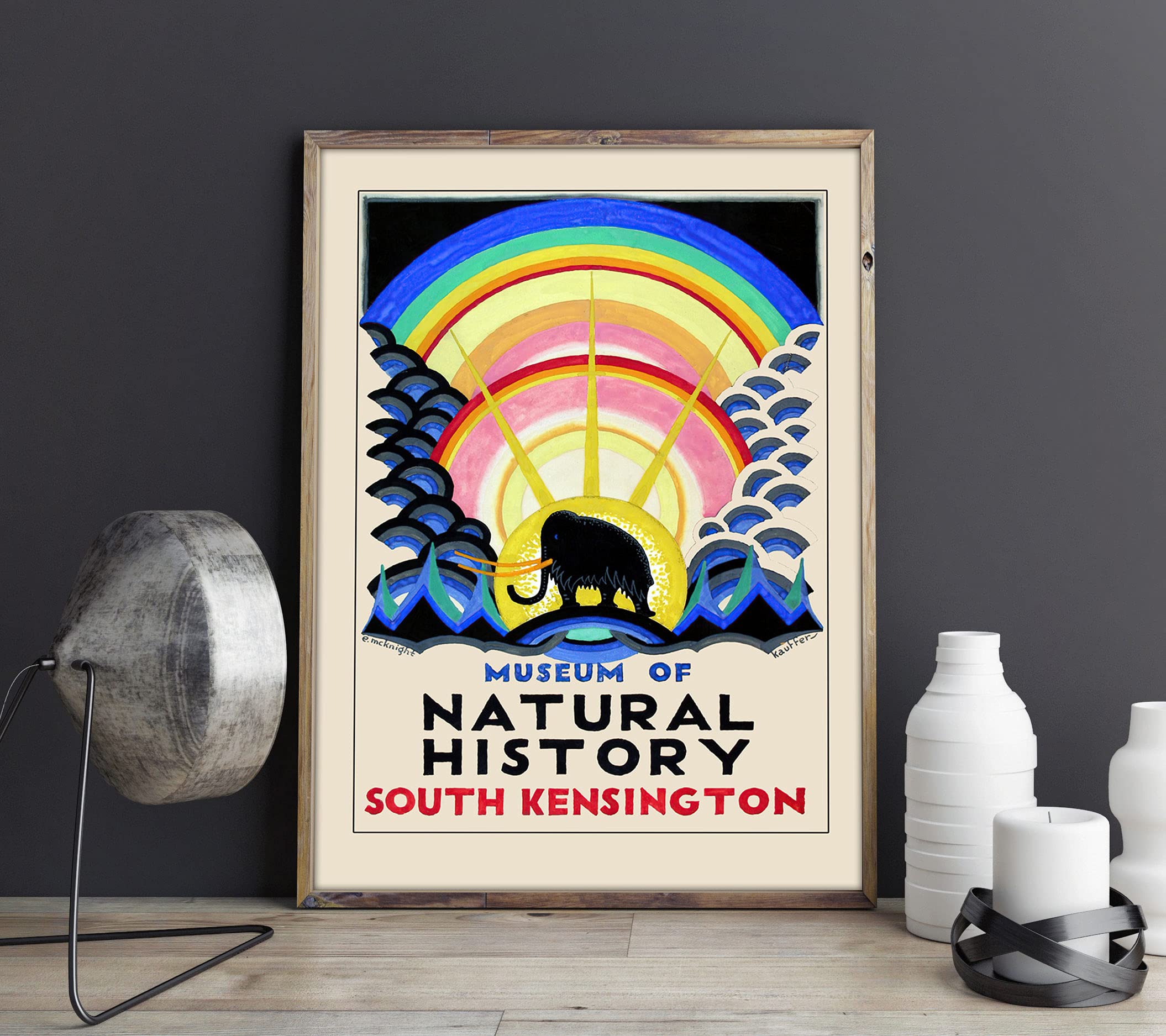 Wallbuddy Vintage London Poster for the Underground Kensington Natural History Museum (61cm x 91cm)