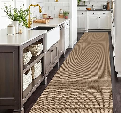 Vista 238 de EARTHALL - Tapete tejido lavable con parte trasera de goma, tapete trenzado de algodón antideslizante para interiores para entrada, pasillo, cocina