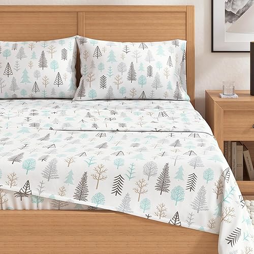 Miniatura 2 de Great Bay Home - Juego de sábanas de franela, tamaño individual, 100% algodón turco, de doble cepillado, con estampado, ultrasuaves, acogedoras, 3