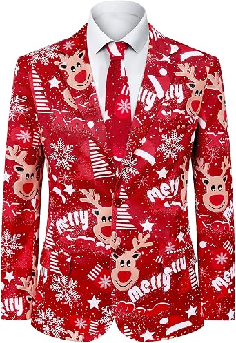 2-Piece Mens Halloween Christmas Blazer & Tie