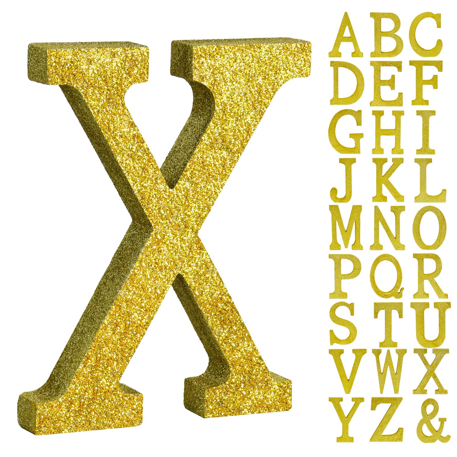 TONIFUL 8 Inch Gold Glitter Letter X Table Centerpiece A-Z Gold Birthday Party Decorations,Gold Alphabet X for Birthday,Chrismas,Graduation,Bridal Shower,Wedding,Anniversary Party Supplies