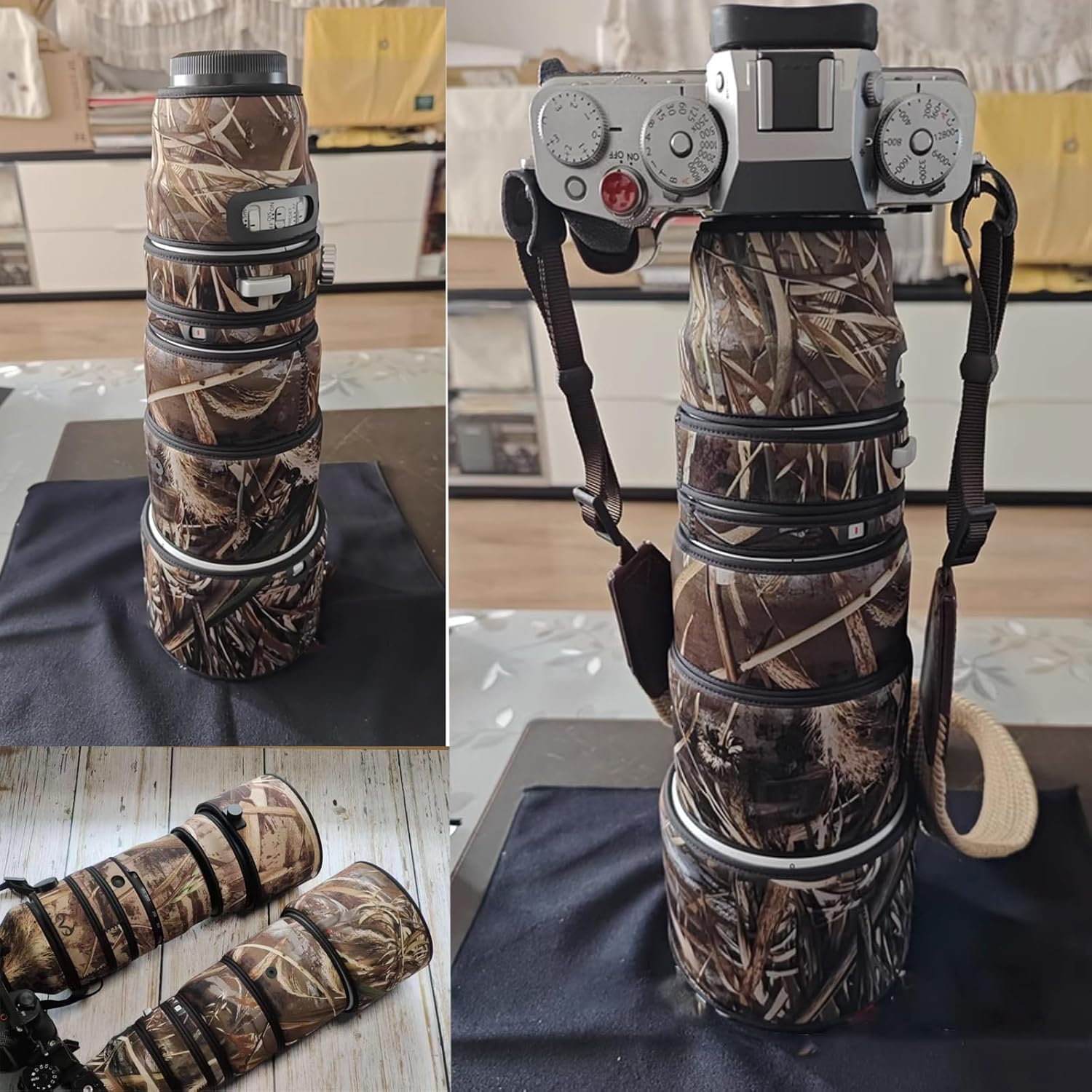 Lens Cover for Nikon AF-S 200-500mm F/5.6 E ED VR Camouflage Camera Lens Protection Sleeve (Color #Withered Grass Camouflage - Waterproof) Rain Cover