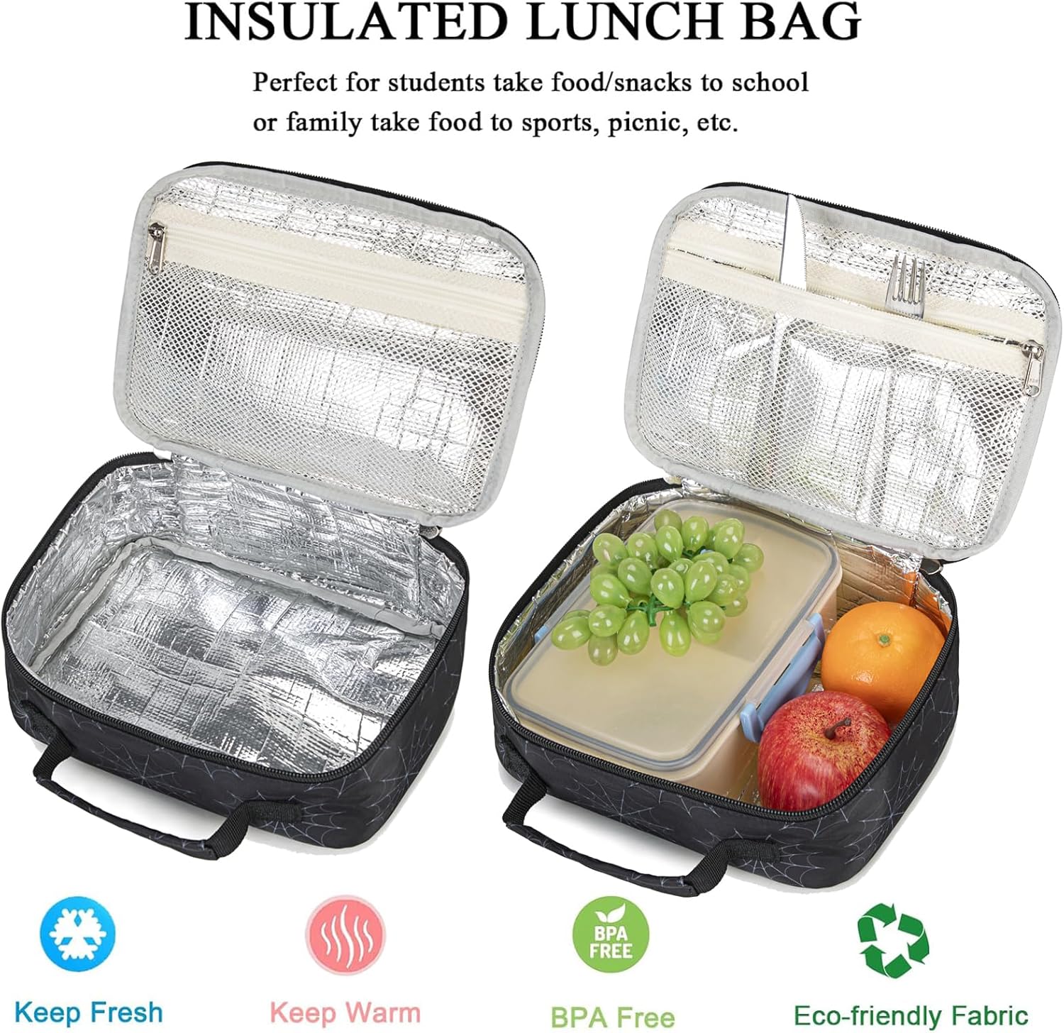 Octsky Kids School Backpack with Lunch Box Pencil Case for Boys, Spider Elementary Middle School Book Bags for Teen Boy Children, Red Black - Image 7