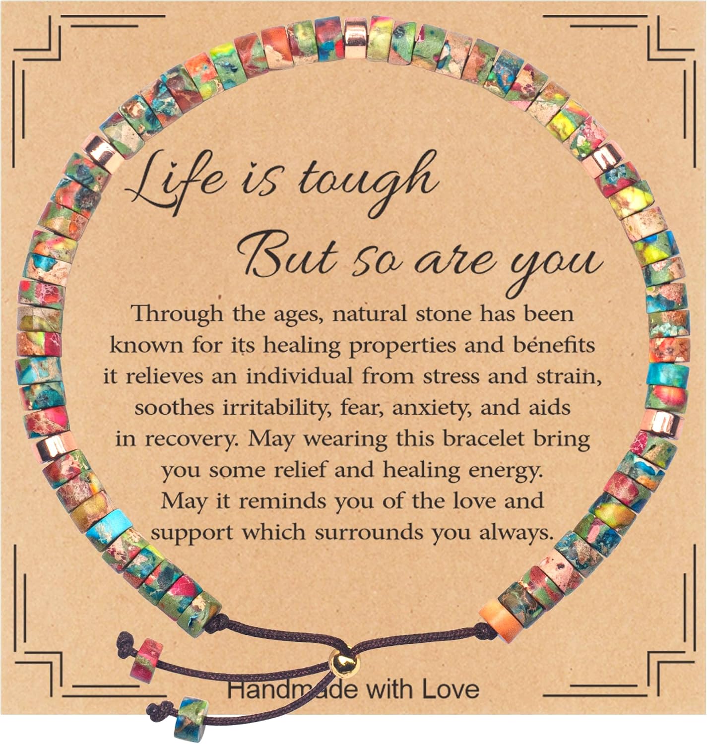 TAGOMEI Inspirational Bracelets Gifts for Women, Natural Stone Bracelets