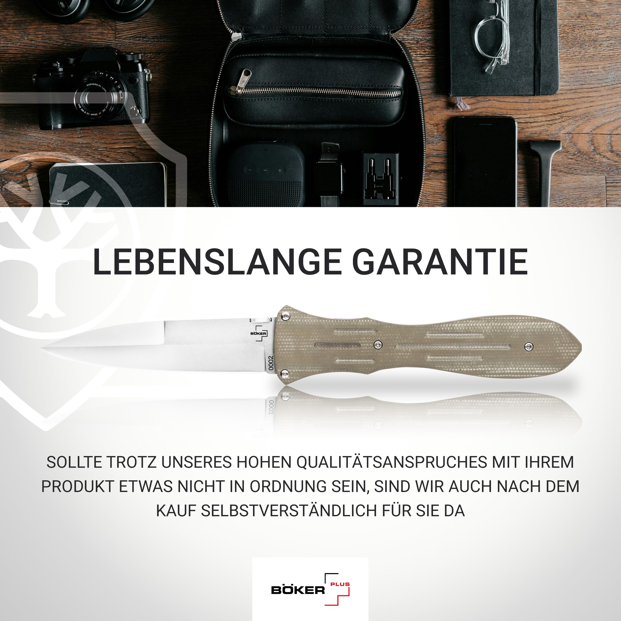 BÖKER PLUS® Atropos - Profi Einhand Taschenmesser mit VG-10 Stahl Dolch Klinge - taktisches Klappmesser - Tactical Linerlock Dagger Knife - 1 Hand Messer mit Micarta Griff - Einsatzmesser mit Clip
