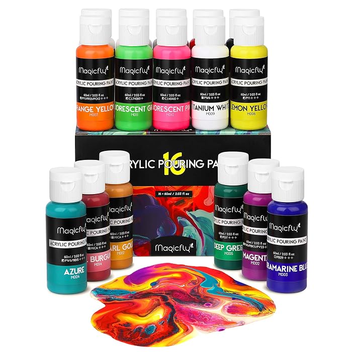 Magicfly Paint Buy Magicfly 16 Colors Acrylic Pouring Paint(60ml/2oz Bottles), Pre ...