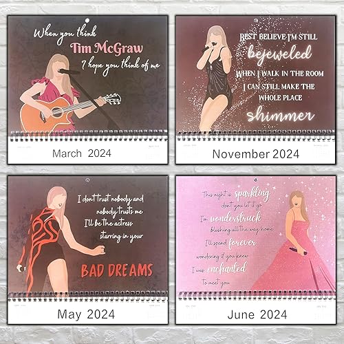 Miniatura 4 de Eras Tour Calendar 2024  Calendario de pared con póster de portada de álbum  Calendario de gira de Eras 2024  Agenda anual elegante y organizada