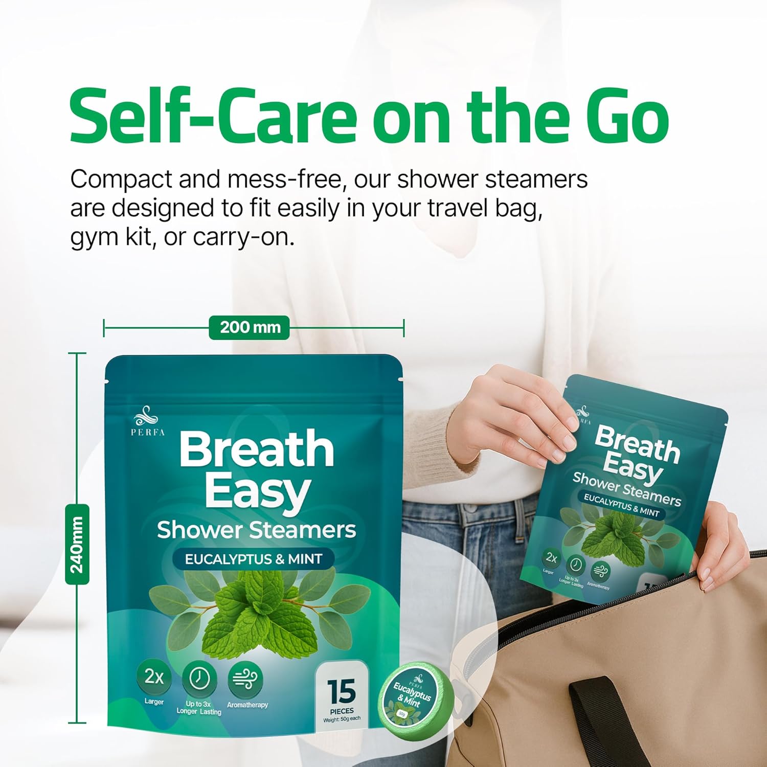 Shower Steamer with Eucalyptus Shower Bombs | 15 Extra Thick Tablets | Menthol Shower Steamers Aromatherapy | Self-Care and Body Restore Shower Steamer | Relaxing Vapor Shower Tablets by Perfa - Image 8