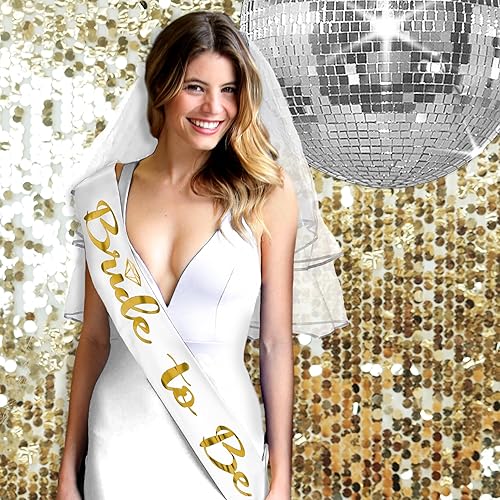 Miniatura 2 de RhinestoneSash Banda de novia dorada Fajas de satén de grado nupcial para novia y despedida de soltera Decoraciones y suministros para despedida