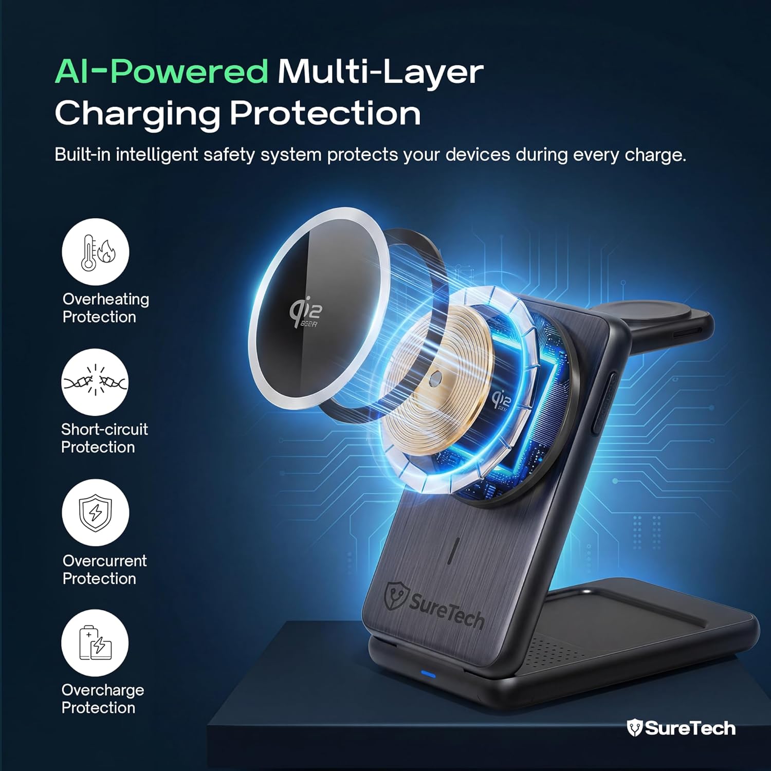 Qi2.2 Certified 3-in-1 Foldable Wireless Charging Station for Apple Devices with 65W Adapter, 25W Fast Charging Dock, Portable Magnetic Charger for iPhone 17-13, Apple Watch Series & AirPods