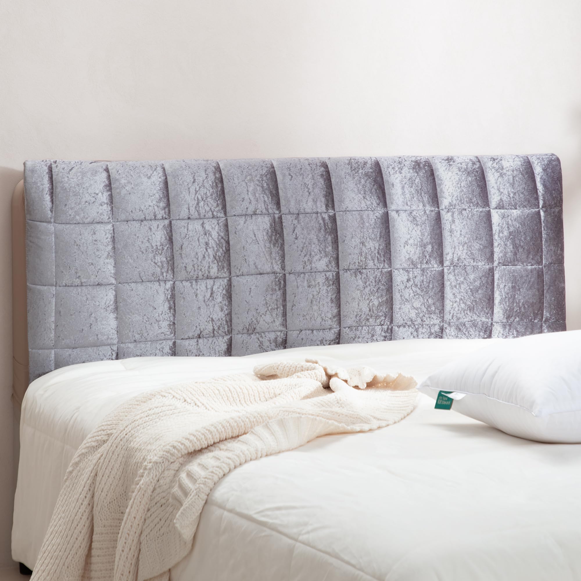 Housse de tête de lit en flanelle épaisse en velours doux et extensible, protection complète élastique avec poches latérales, protection anti-poussière pour lit rembourré et chambre à coucher