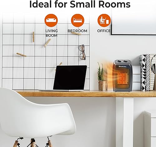 Miniatura 3 de Comfort Zone CZ442E - Calentador de cerámica personal de ahorro de energía, portátil de 1500 W con termostato ajustable, interruptor de inclinación