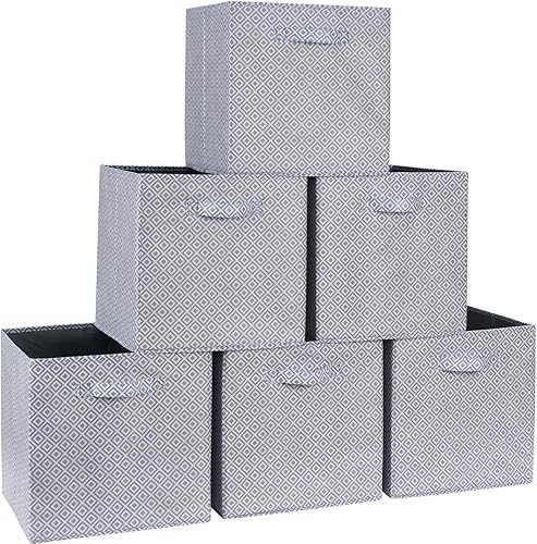 Miniatura 9 de Ornavo Home Kallax - Caja de almacenamiento plegable plegable con asas dobles, juego de 6 unidades, 13 x 15 x 13 pulgadas, color beige