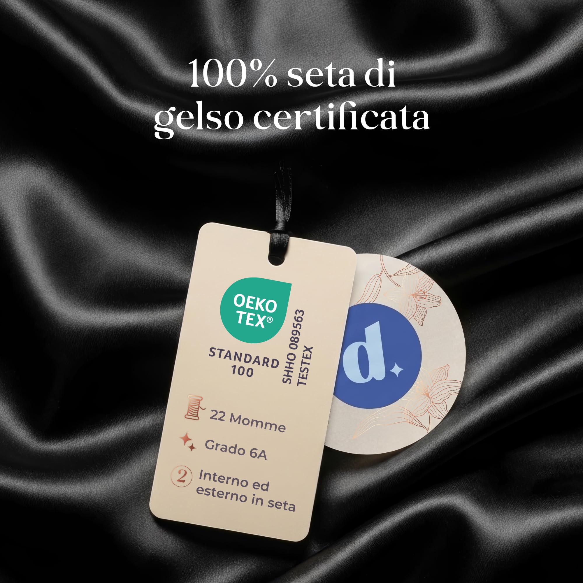 Dreamzie Cuffia Seta Capelli Notte - 100% Seta di Gelso 22 Momme Regolabile - Bonnet Seta OEKO-TEX®