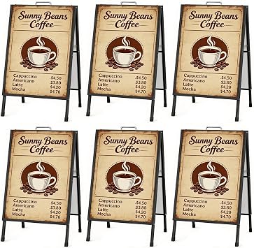Youlina 4 Pcs 23.6x36 Heavy Duty A-Frame Sandwich Board, Double-Sided Folding Sidewalk Sign with Carry Handles, Black Steel Portable Outdoor Advertising Sign Holder Frame Only