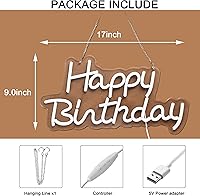 Vista 2 de Letrero de neón de feliz cumpleaños para decoración de pared, con interruptor regulable, letreros de luz de neón reutilizables para toda