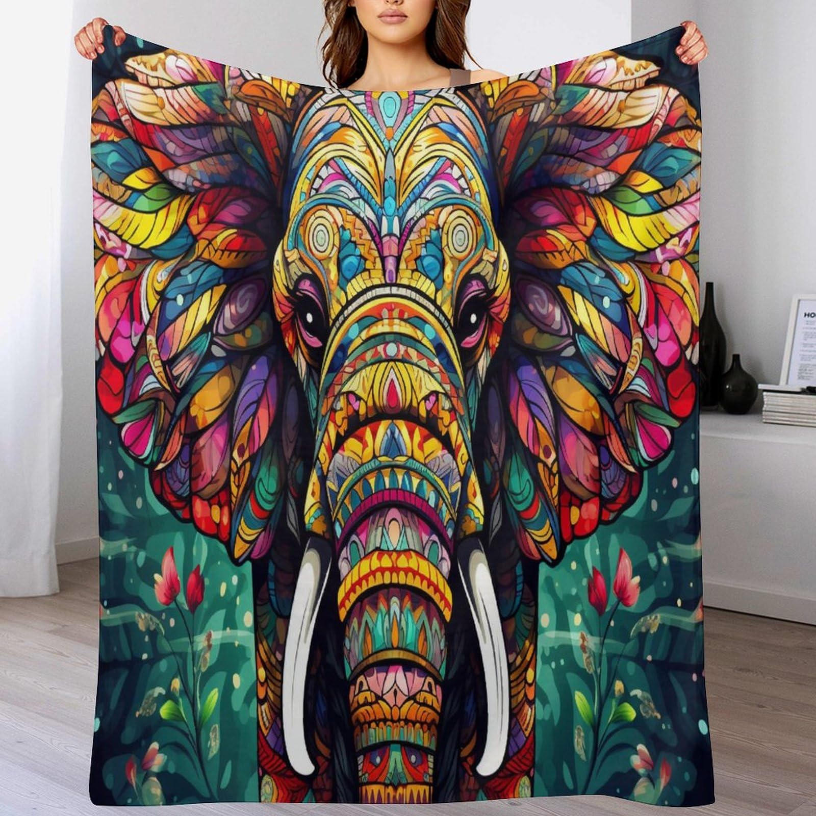 Couverture motif éléphant en flanelle haut de gamme, couvre-lit 3D fin et soyeux