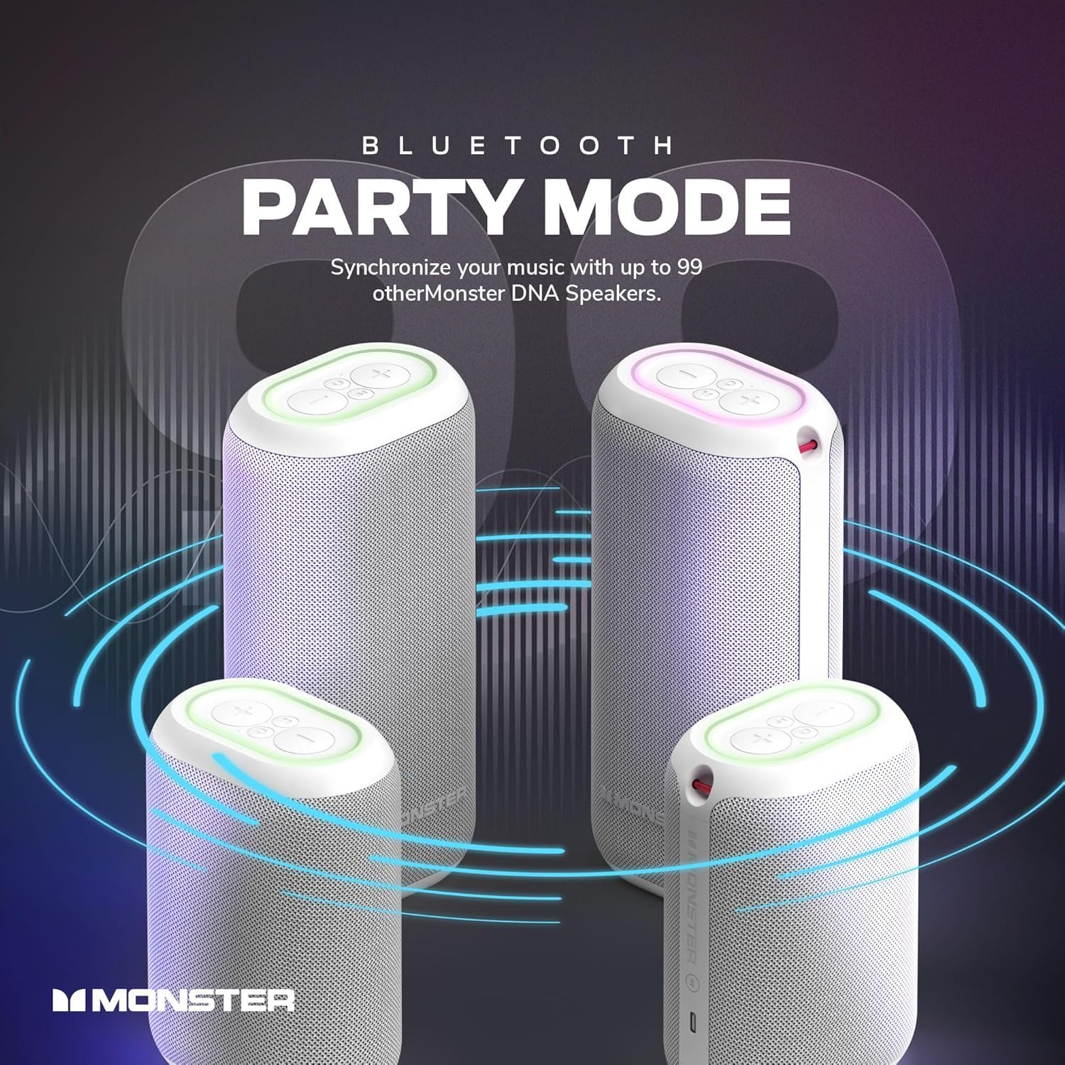 Multiple Monster DNA One speakers connected in Party Mode