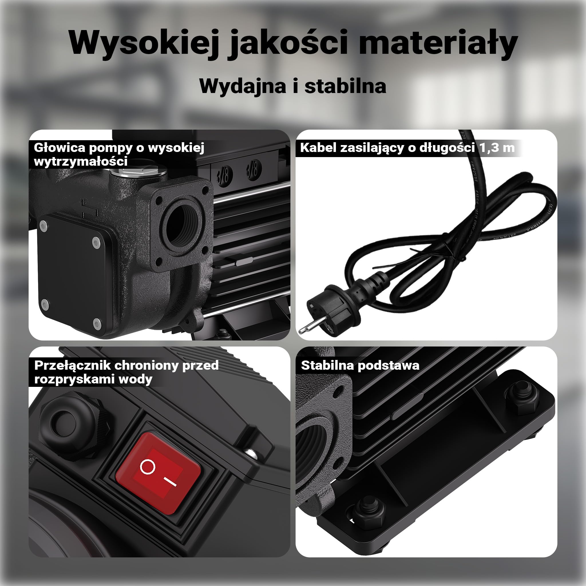 Wiltec Pompa do oleju napędowego, opałowego i biodiesla 750 W 100 l/min, wysokość ssania 3 m tłoczenie 25 m, samozasysająca