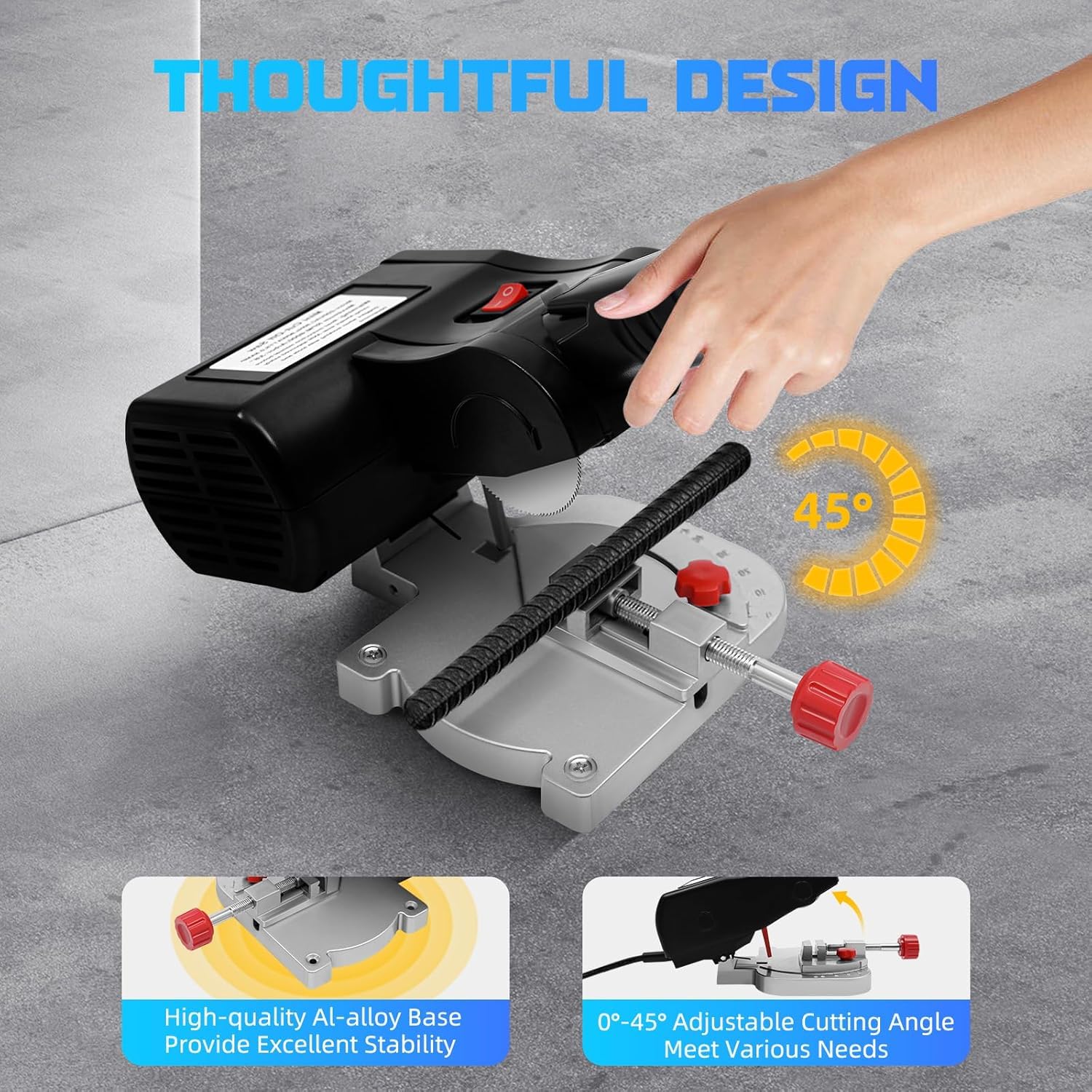 Mini sega troncatrice da 90 W, 6000 giri/min, sega troncatrice con angolo regolabile da 0 a 45°, sega circolare da tavolo con lama in acciaio per legno, metallo, plastica, sega troncatrice portatile