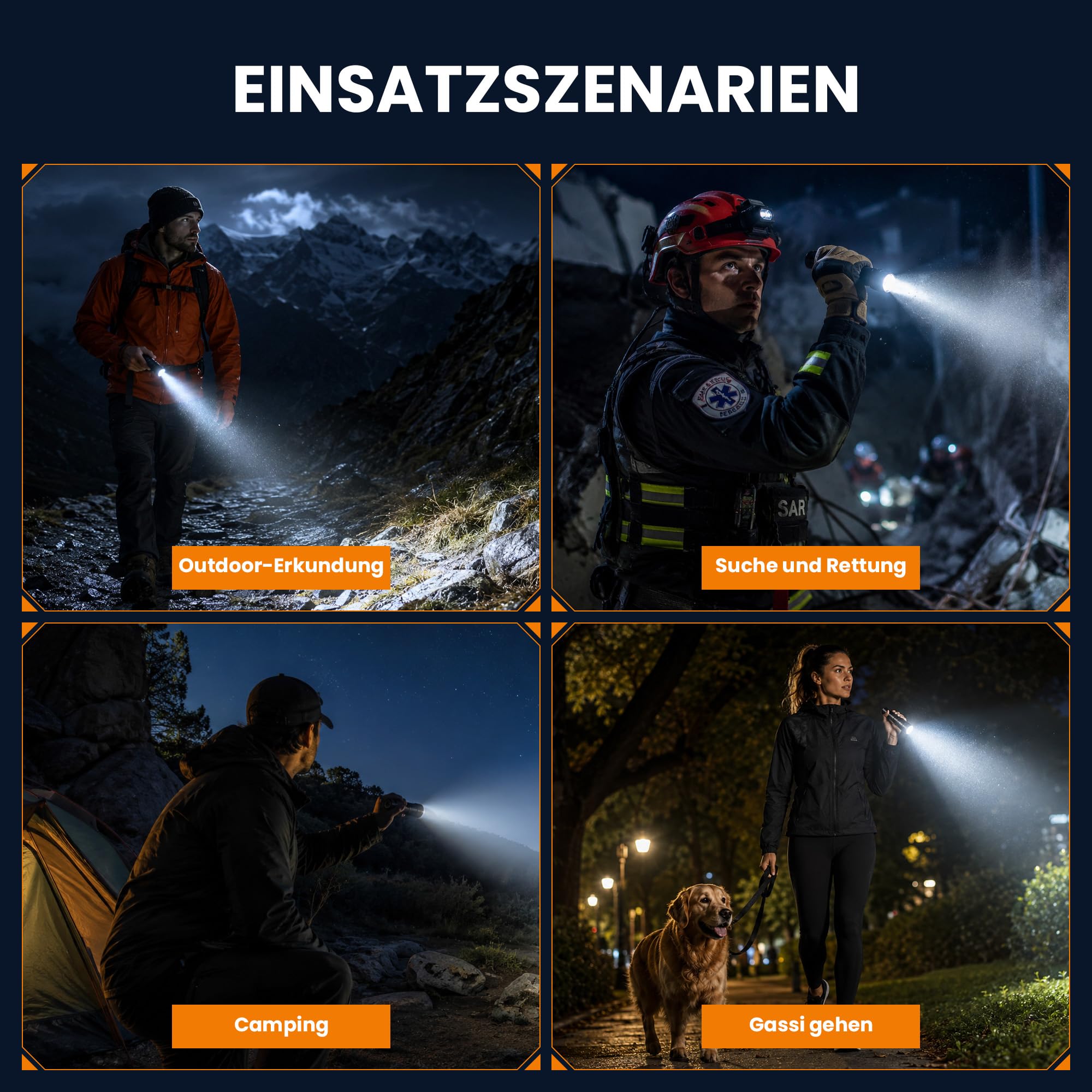 Sofirn SK31 Taktische Taschenlampe LED Aufladbar 6800lm, 395m, IPX8 | 6800 Lumen, 395m Reichweite, 9 Modi, USB-C Aufladbar, IPX8 Wasserdicht, Taktisch, Outdoor, Camping, Selbstverteidigung