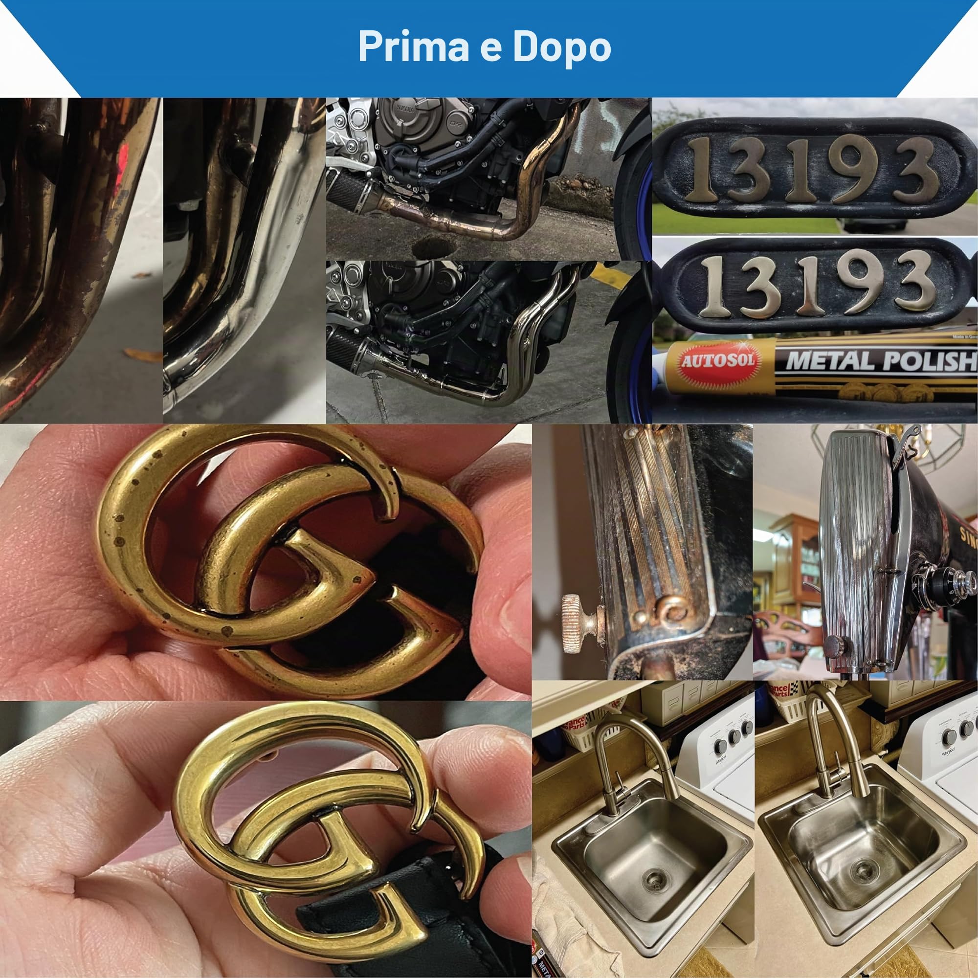 Autosol Lucidante per Metalli 6-Pack - 75 ml ciascuno | Finitura Cromata Lucida | Lucidante per Cromo, Alluminio e Acciaio Inox | Rimuove Ruggine e Opacità | Ideale per Auto, Moto e Uso Domestico