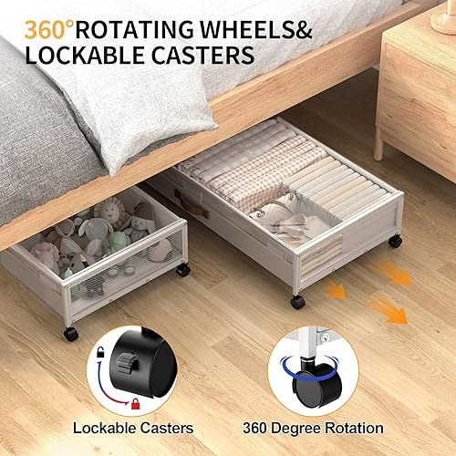 Miniatura 3 de Almacenamiento debajo de la cama con ruedas, contenedores de almacenamiento XXXL más grandes para debajo de la cama con tapas transparentes, 36