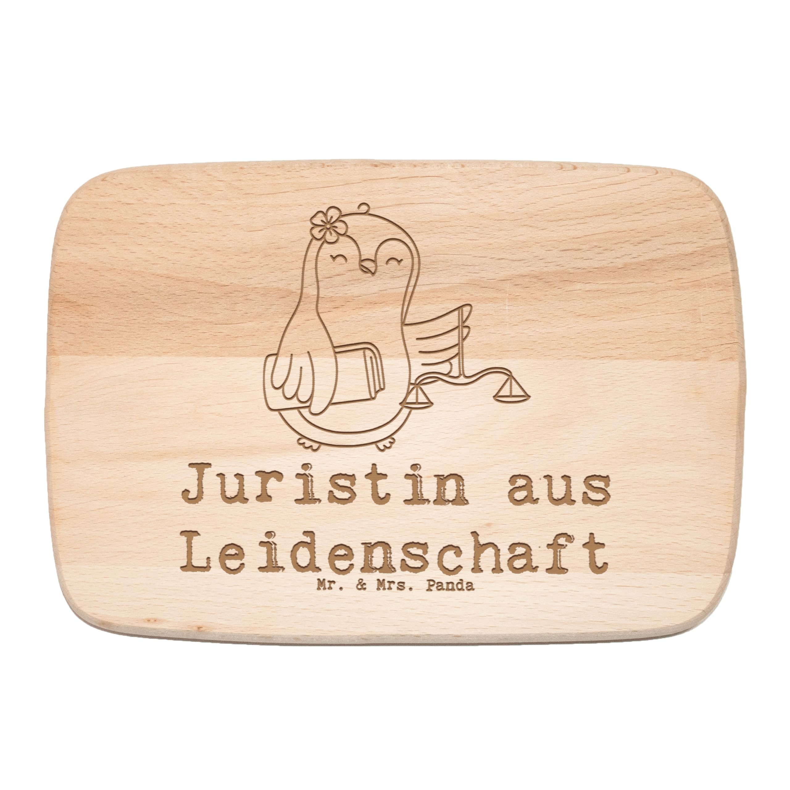 Mr. & Mrs. Panda Schneidebrett Juristin Leidenschaft - Geschenk, Jura Studium, Frühstücksbrettchen, Holzbrett, Anwaltskanzlei, Spruch, Firma, Frühstücksbrett, Lustig, schneidbrett, küchenholzbrett