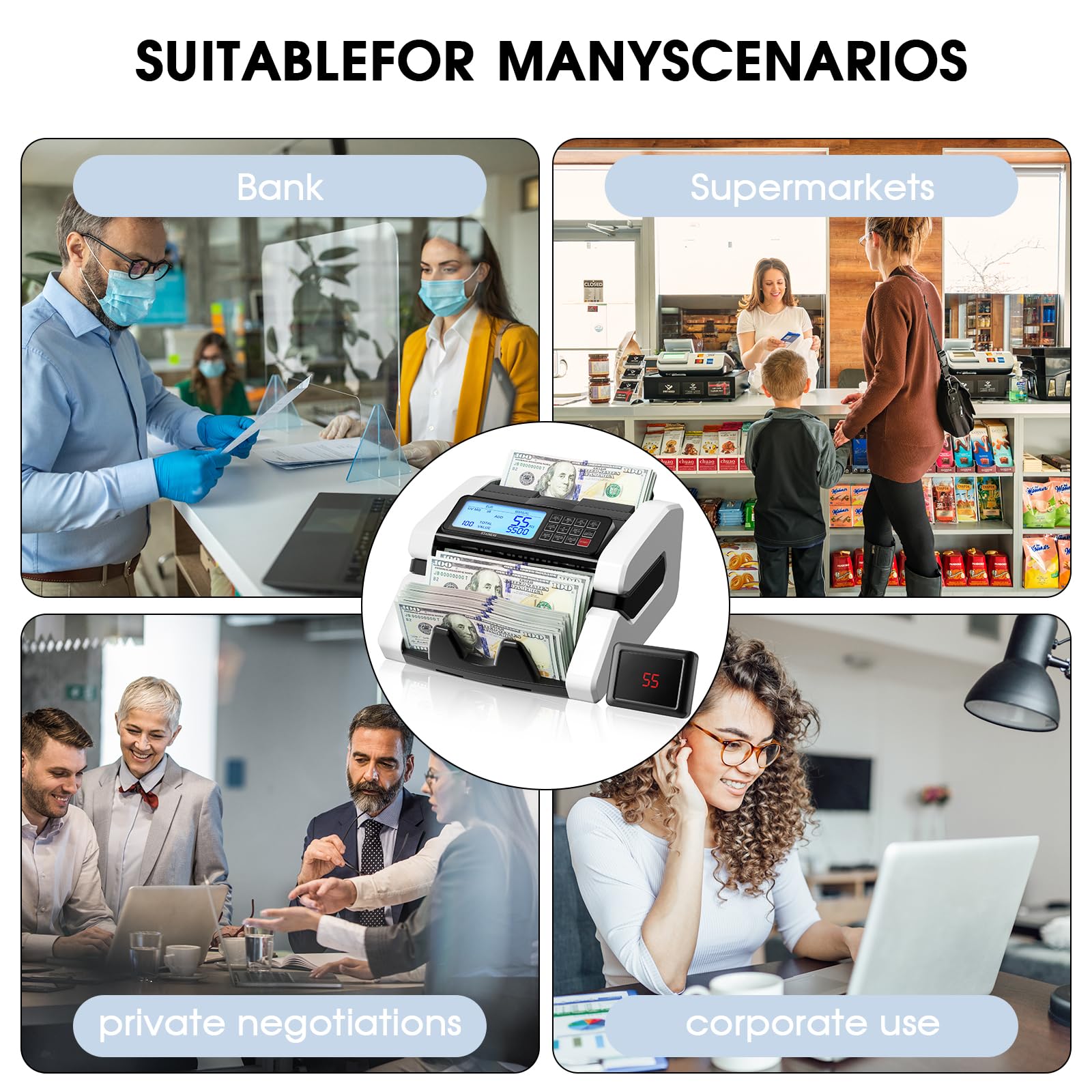 Macchina Conta Soldi Amazon Contatore Banconote STANEW - Rilevazione UV/MG/IR, Velocità 1000 Banconote/min, Per EUR/USD/GBP Conta Soldi Euro Dollari - Foto 7