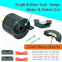 Vista 7 de Journeyman-Pro NEMA TT-30P, 30 amperios, 125 voltios, 3 clavijas macho de hoja recta de 3 clavijas, conector de enchufe para remolque, color negro