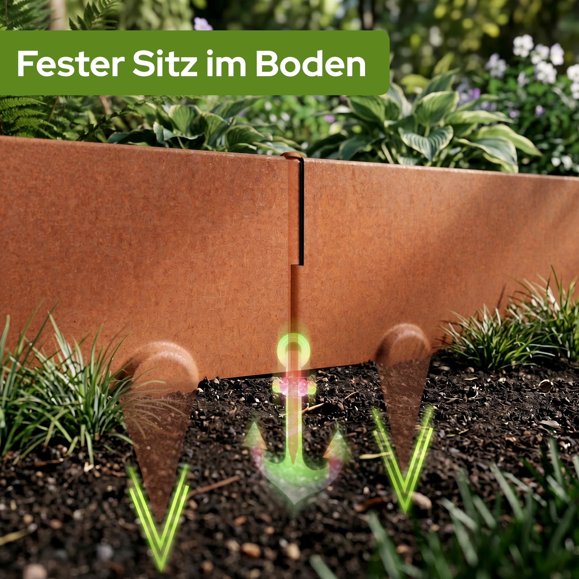Arebos Cortenstahl Rasenkante 10m Set – Beeteinfassung & Mähkante Metall 10cm hoch, 1,5mm dick | Beetbegrenzung & Rasenbegrenzung Garten | Flexible Rasenkante | wetterfest