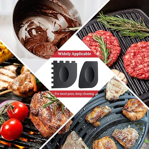 Miniatura 3 de El juego de 8 piezas de limpiador de hierro fundido incluye estropajo de acero inoxidable con mango largo de bambú soporte para mango caliente 2