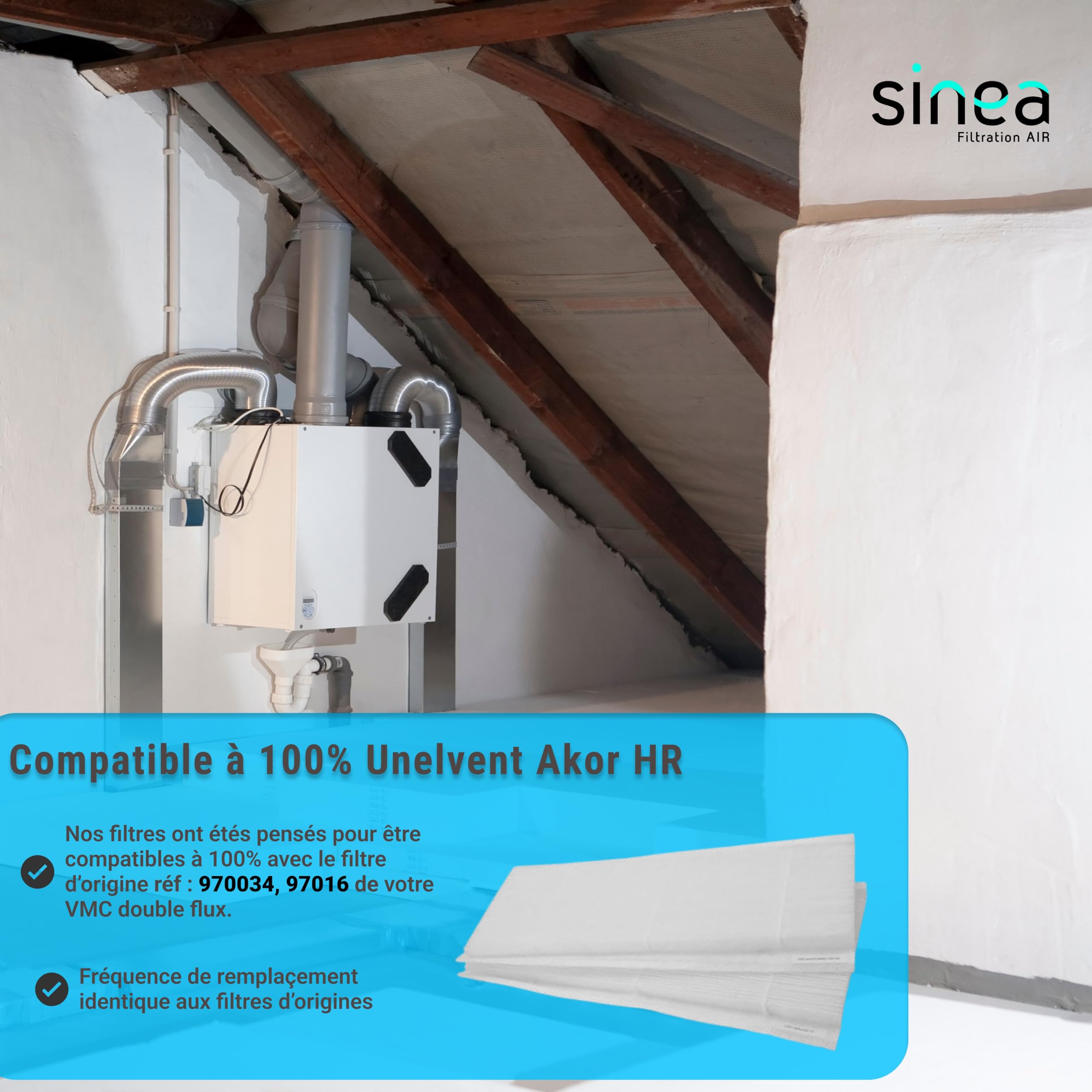TOP FILTRE - Lot de 2 Filtres : G4 + M5 Compatibles VMC Double Flux Unelvent Akor HR – Filtration Haute Performance – Dimensions G4 : 400 x 130 x 25 mm, M5 : 400 x 130 x 25 mm
