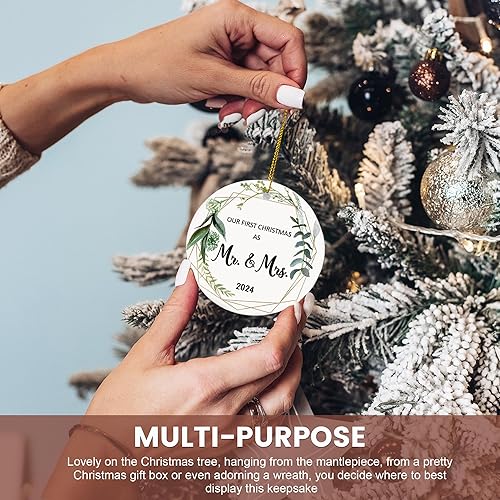 Miniatura 2 de Regalos de boda para parejas 2024 únicos 2024, adornos de cerámica para casados, primera Navidad como señor señora, regalo de despedida de soltera,