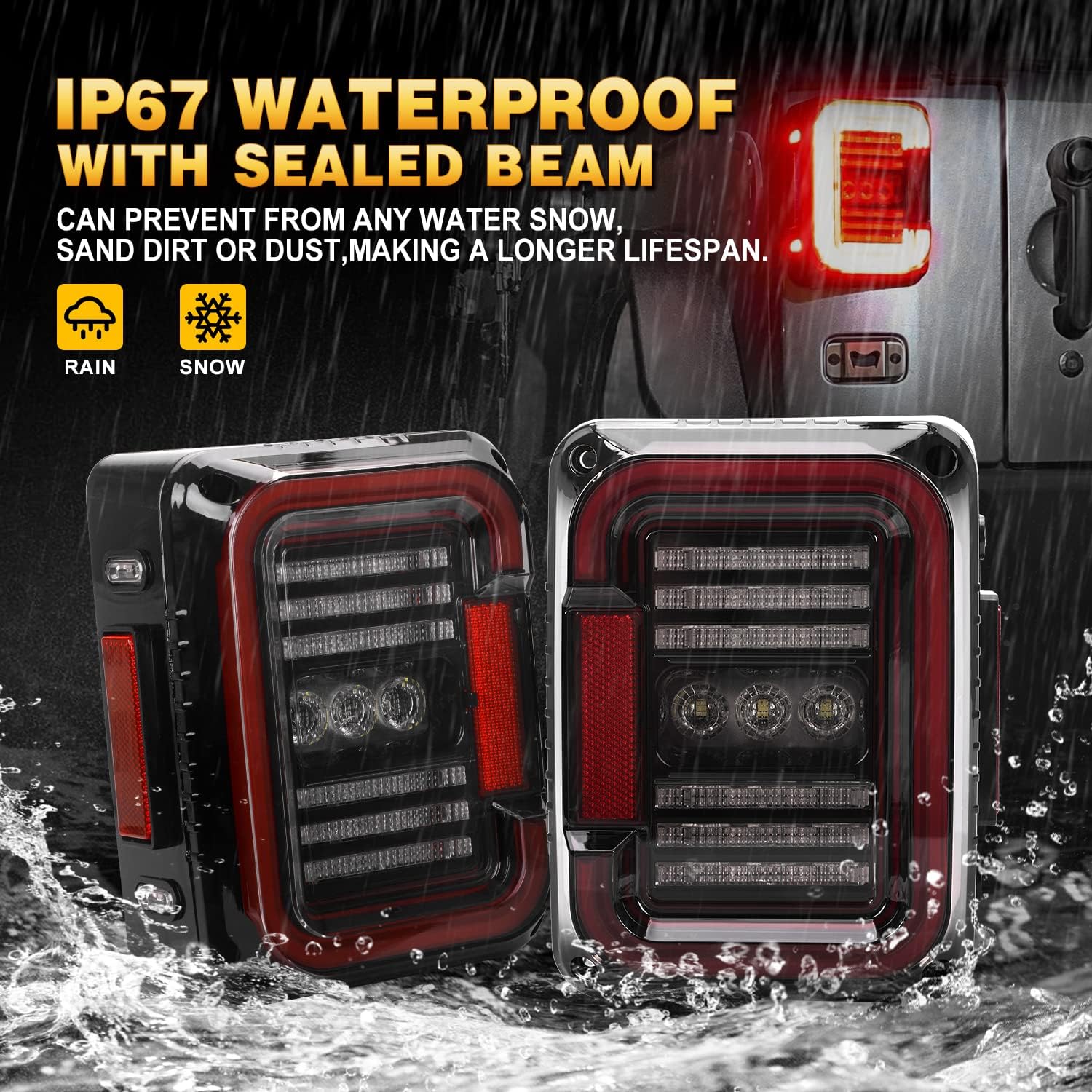 DOT Approved LED Tail Lights Super Bright 20W Reverse Lights with EMC Compatible with Jeep Wrangler JK&JKU 2007-2017 Brake Reverse Light Rear Back Up Lights Daytime Running Lamps
