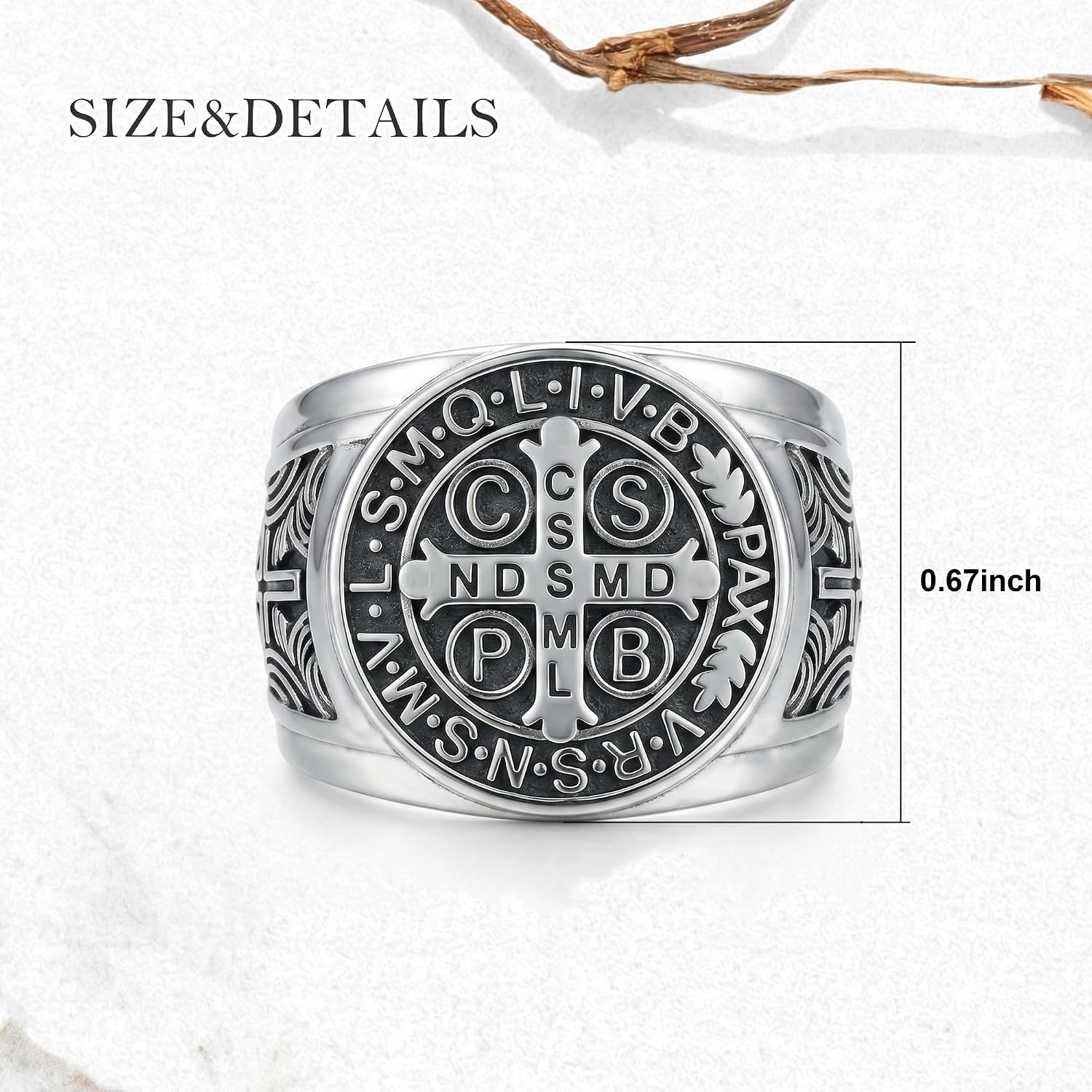 St.Benedict Rings Catholic Roman Cross Demon Protection Ghost Hunter St Benedict Jewelry for Men-8/9/10