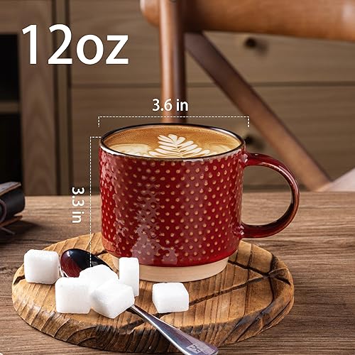 Miniatura 59 de GBHOME Tazas de café apilables de 6 onzas, tazas de café de cerámica con patrones de textura para hombre, mujer, papá, mamá, juego de 4 tazas