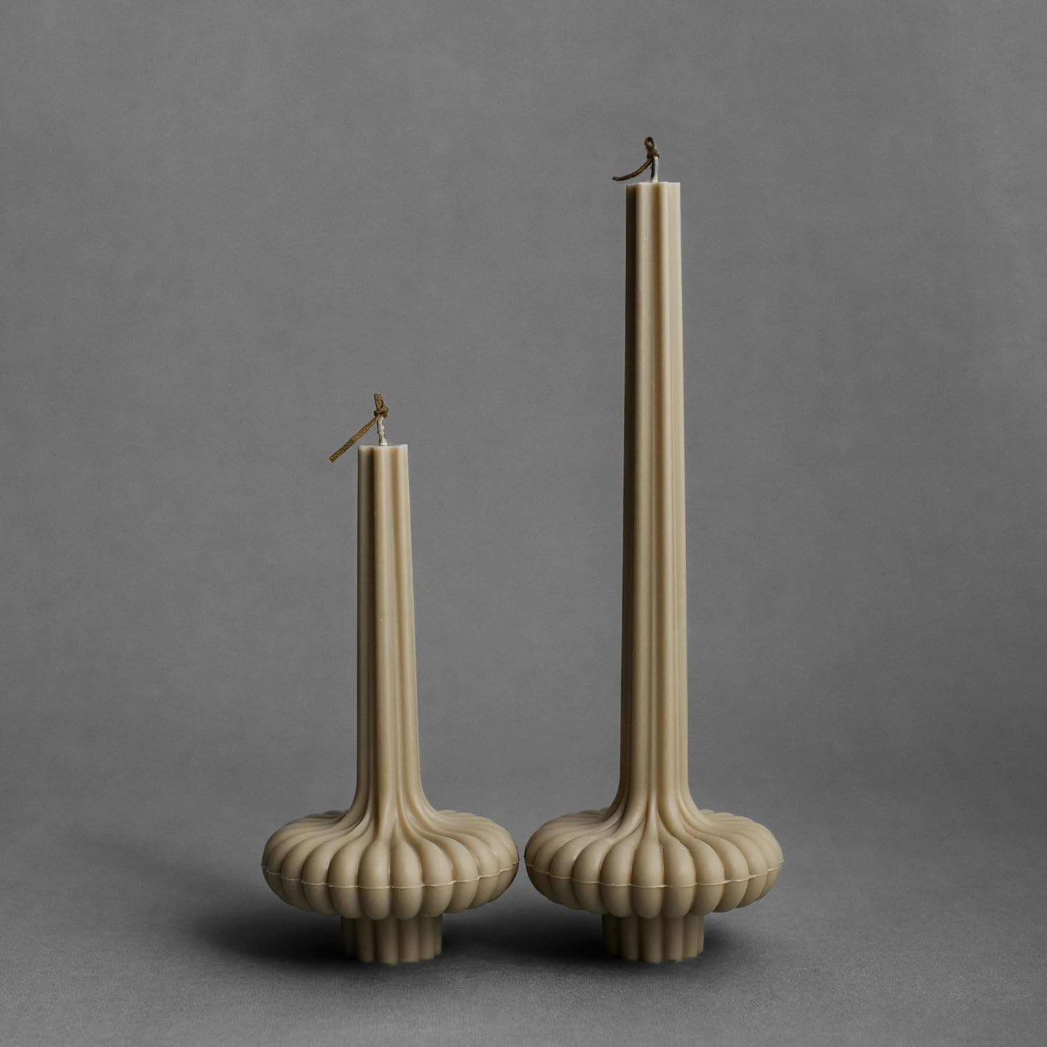 LAWA Set of 2 Pumpkin Base Candle - Beautiful Handmade Pillar Unscented Soy Wax Elegant Aesthetic Vase Candle Housewarming Gift Home Room Shelf Decor Idea White