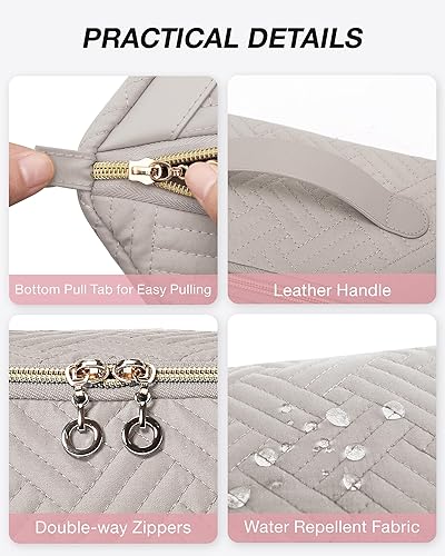 Miniatura 4 de BAGSMART Bolsa de maquillaje, bolsa de cosméticos, gris tranquil