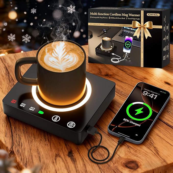 Mug Warmer Cordless 180 Min Battery Life - 10000mAh Portable