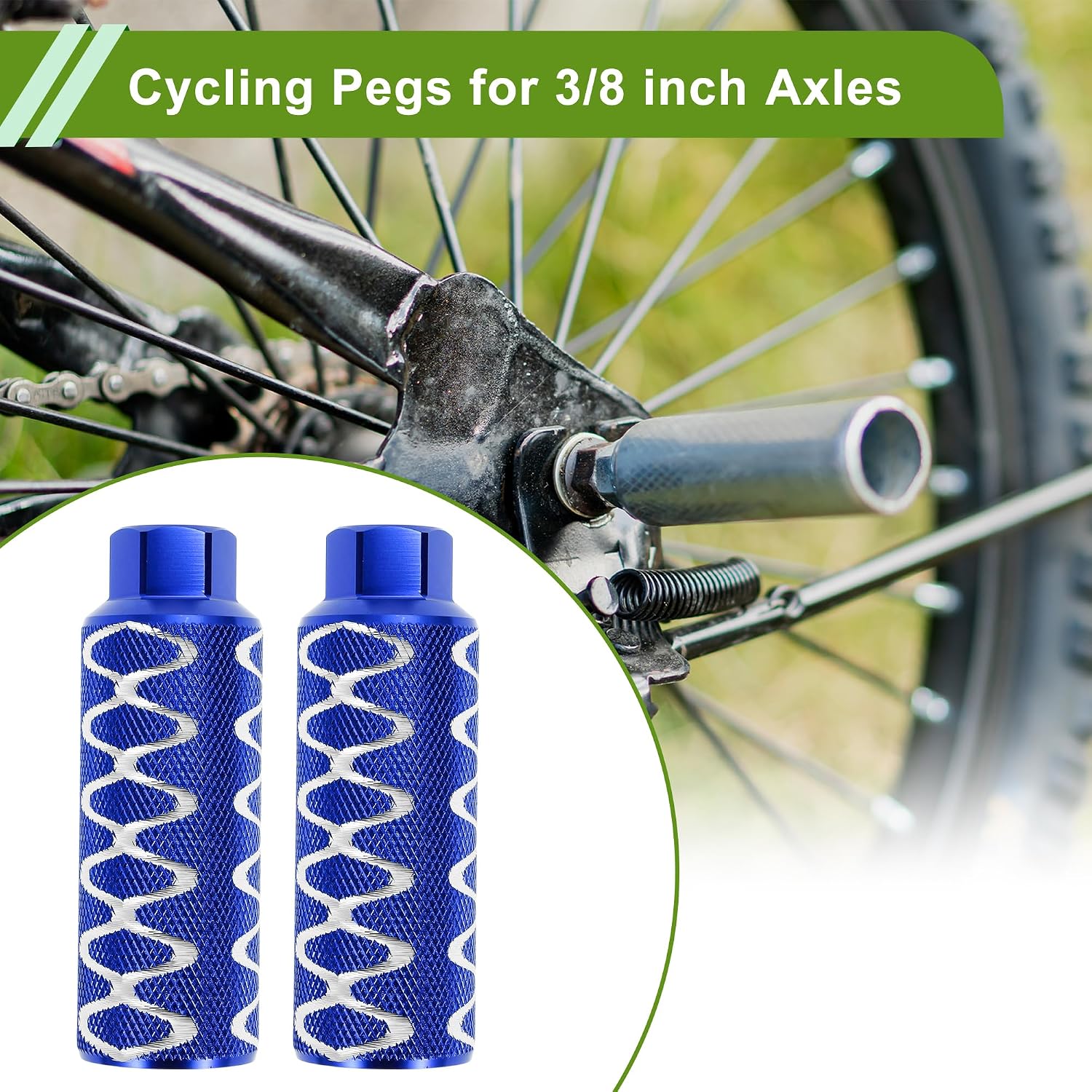 2 Pcs Aluminum Alloy Anti-Skid Bike Pegs 110mm Length Circle Texture Bicycle Backseats Stands Cycling Foot Pegs 3/8 Inch Axles