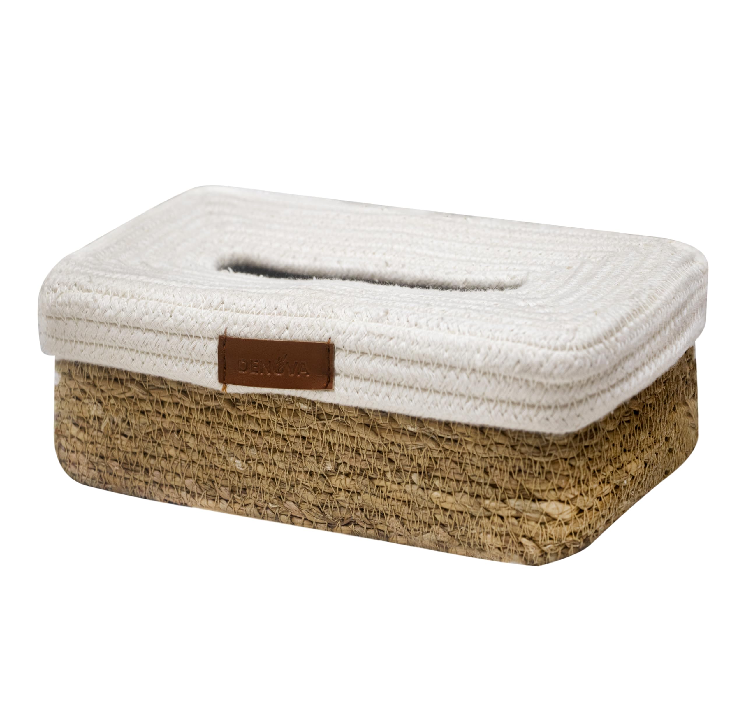 DENOVA Cotton Tissue Box Holder, Handcrafted Tissue Container for 100 Pulls Paper Towel Dispenser for Office Living Bedroom Car Desk Dining Table Home Decor (Rectangle, Seagrass + Cream) (B0CZRDYPMZ) Amazon Price History, Amazon Price Tracker