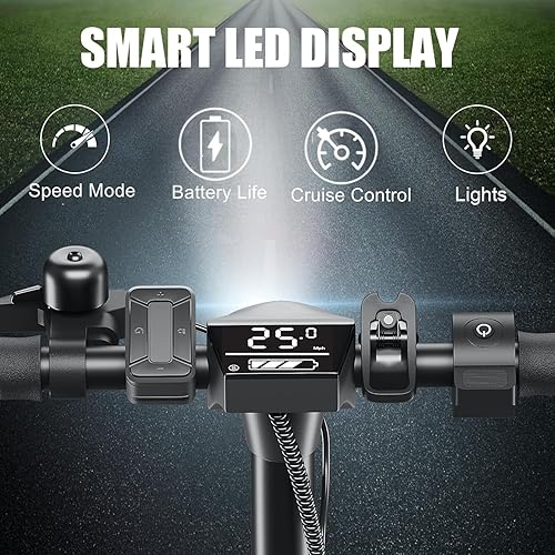 Miniatura 6 de Caroma Electric Scooter, 500W Motor, 25 Miles Range & 20Mph, 10" Solid Tires Electric Scooter Adults, Foldable Commuting E Scooter with Cruise